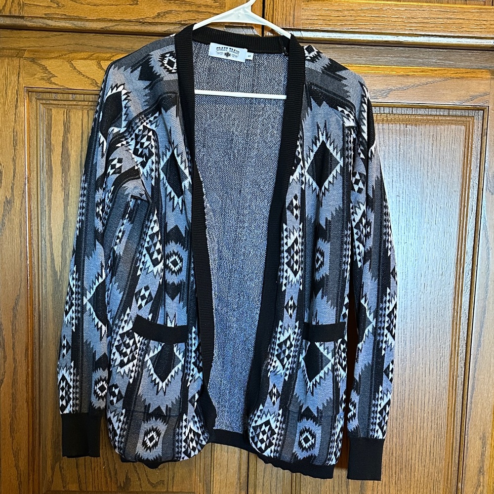 Crazy Train black Aztec sweater cardigan